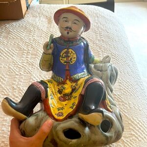 14" Vintage Asian Male Antique Chinese Porcelain Figurine beautiful rare.